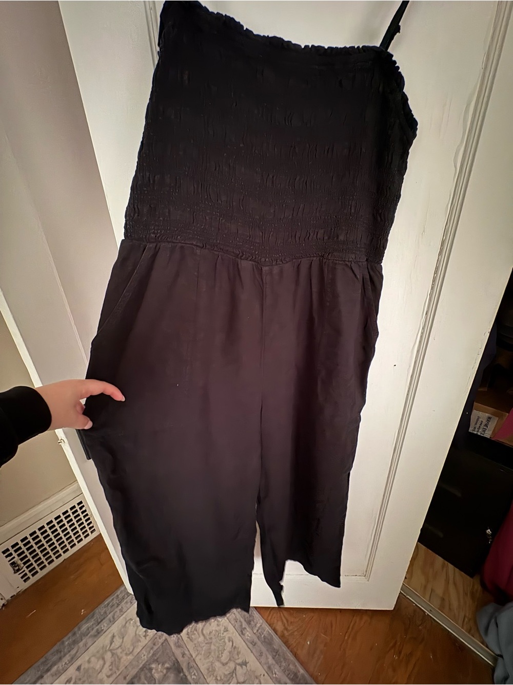 Universal Thread Black Smocked Bodice Wide-Leg Jumpsuit